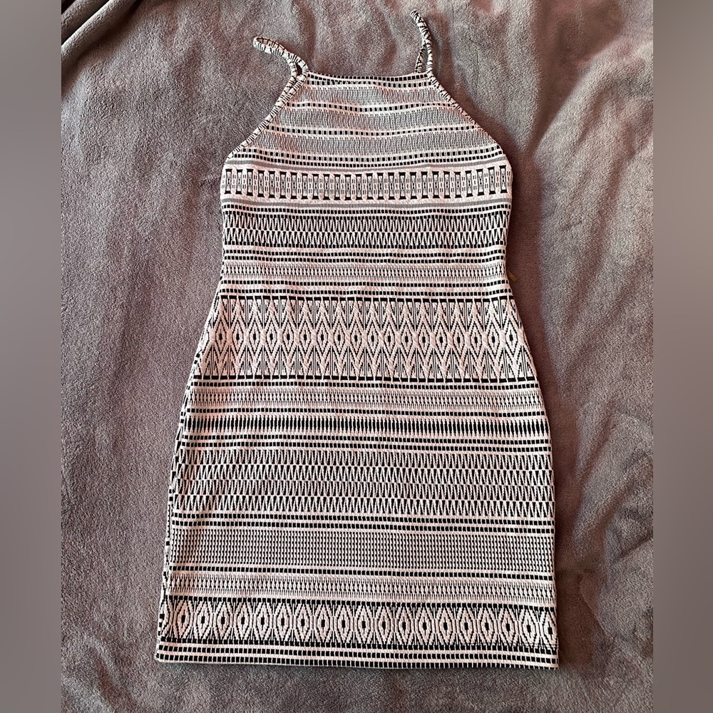 Black & White Tribal Print Mini Dress